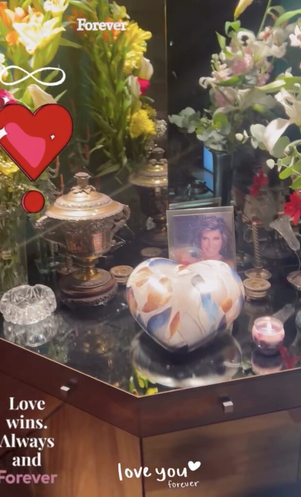 Urna Patrizia De Blanck: il gesto di Giada e il dolore condiviso sui social Urna Patrizia De Blanck a forma di cuore nell’angolo ricordo allestito da Giada